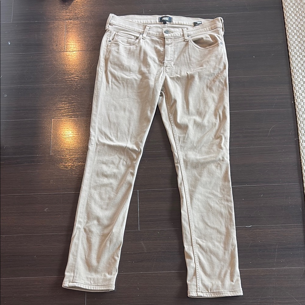 Beige Straight-Leg Jeans